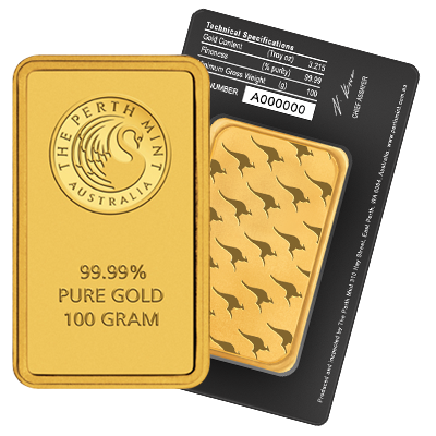 100g Gold Bar | Black Certicard | Perth Mint