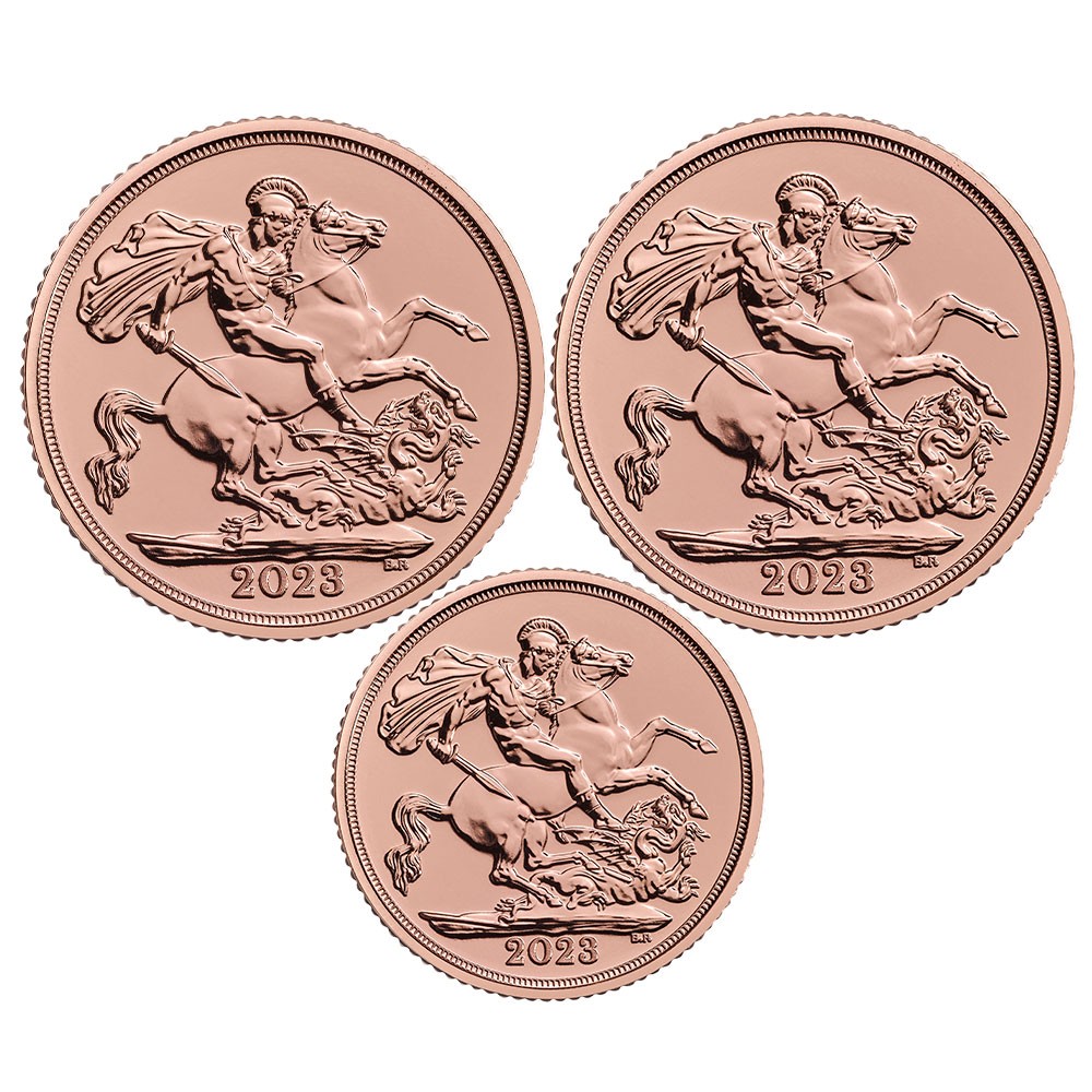 2023 UK Coronation 2x Full Sovereign & 1x Half Sovereign Gold Coin Collection | The Royal Mint 