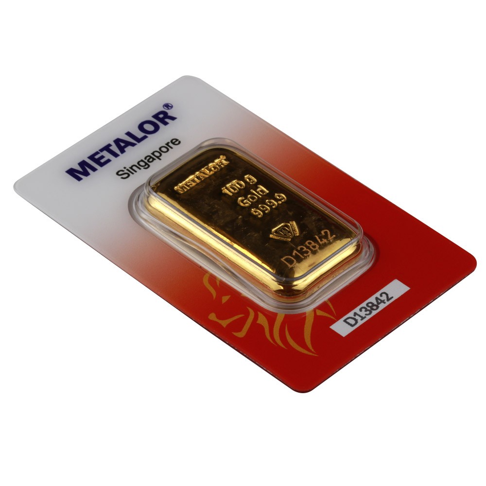 100g Gold Cast Bar In Certicard | Metalor Singapore