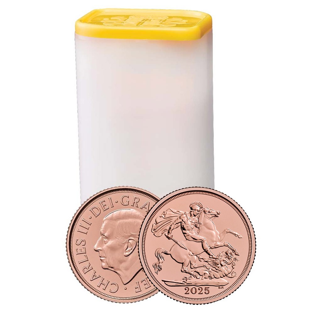 25 x 2025 Gold Full Sovereigns in Tube | The Royal Mint 