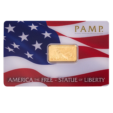 5g Statue of Liberty Gold Bar I PAMP Suisse